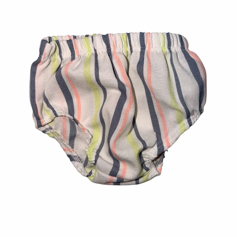 Baby Girls Pastel Striped Sundress Bloomers Set Size 9-12M Button Front